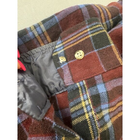 Plaid Flannel Lined Shirt Jacket Shacket Maroon Blue L Cabincore Rugged Mountain - Picture 5 of 9